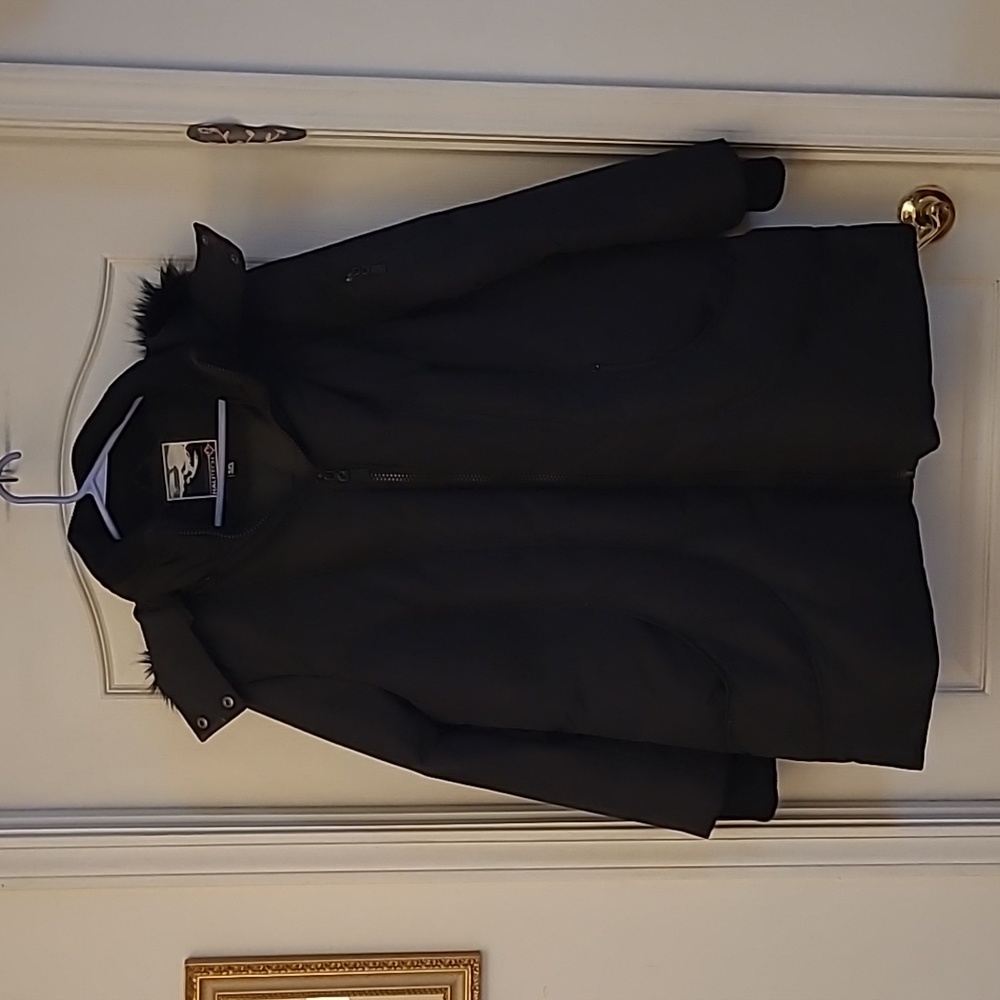 Halitech Black Heavy Weight Black Jacket with Faux Fur Teim Hood